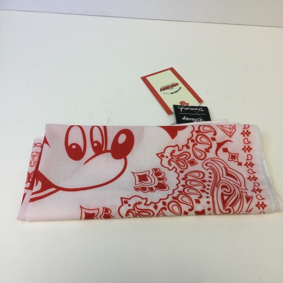 DISNEY X DIAMOND SUPPLY MICKEY MOUSE BANDANA RED WHITE NWT - Picture 6 of 6